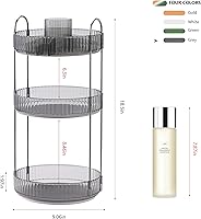 Vista 2 de YCIA&DONE Organizador de maquillaje giratorio para tocador, almacenamiento de maquillaje de gran capacidad, estante para el cuidado de la piel