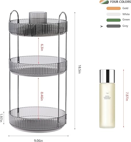 Miniatura 2 de YCIA&DONE Organizador de maquillaje giratorio para tocador, almacenamiento de maquillaje de gran capacidad, estante para el cuidado de la piel,