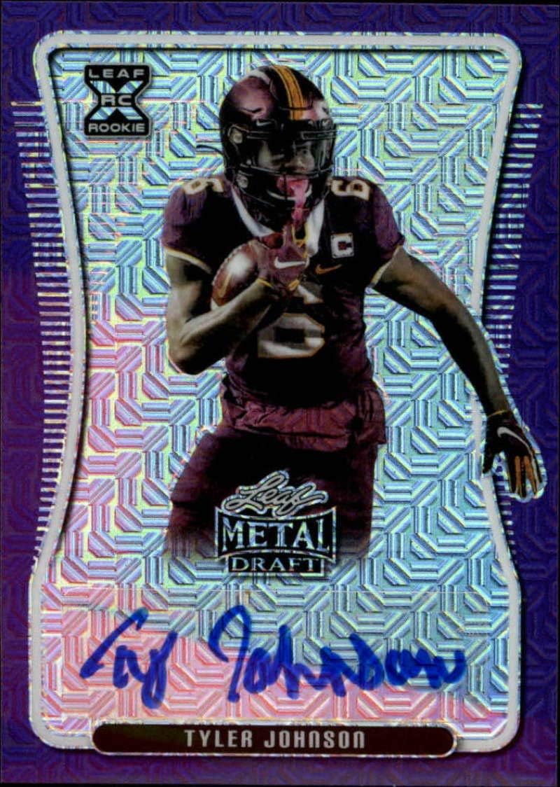 2020 Leaf Metal Draft Autograph Mojo Purple Football S10#BA-TJ1 Tyler Johnson Auto Minnesota Golden Gopher Official Player Licensed Rookie Card