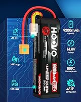 Vista 2 de HOOVO 4S Lipo - Batería 9200mAh 14.8V 100C con enchufe XT90, placas de metal, funda suave para RC Truck Truggy Buggy Tank RC Car Racing Hobby