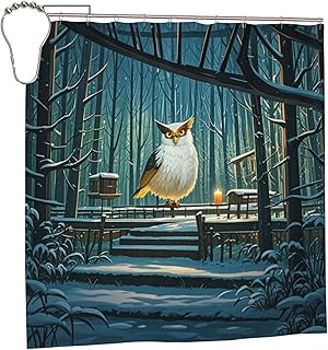 Hooting Haven Print Polyester Shower Curtain, Washable Shower Curtain with Hooks Decor for Bathroom 72 x 72 inch