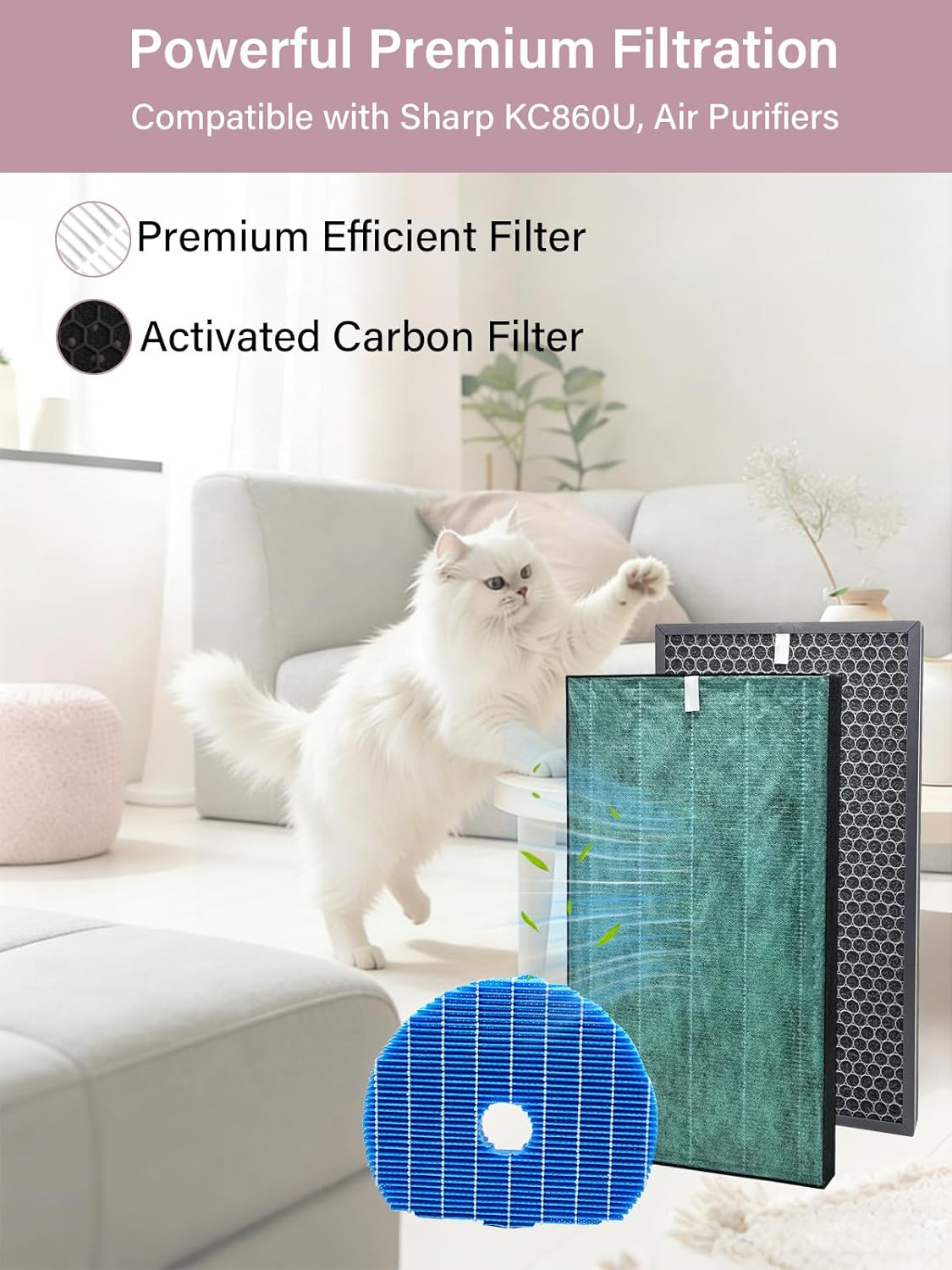 KC-860U Replacement Filter Set Compatible with Sharp KC860U Air Purifier,Part Number FZ-C150HFU FZ-C100MFU FZ-C150DFU