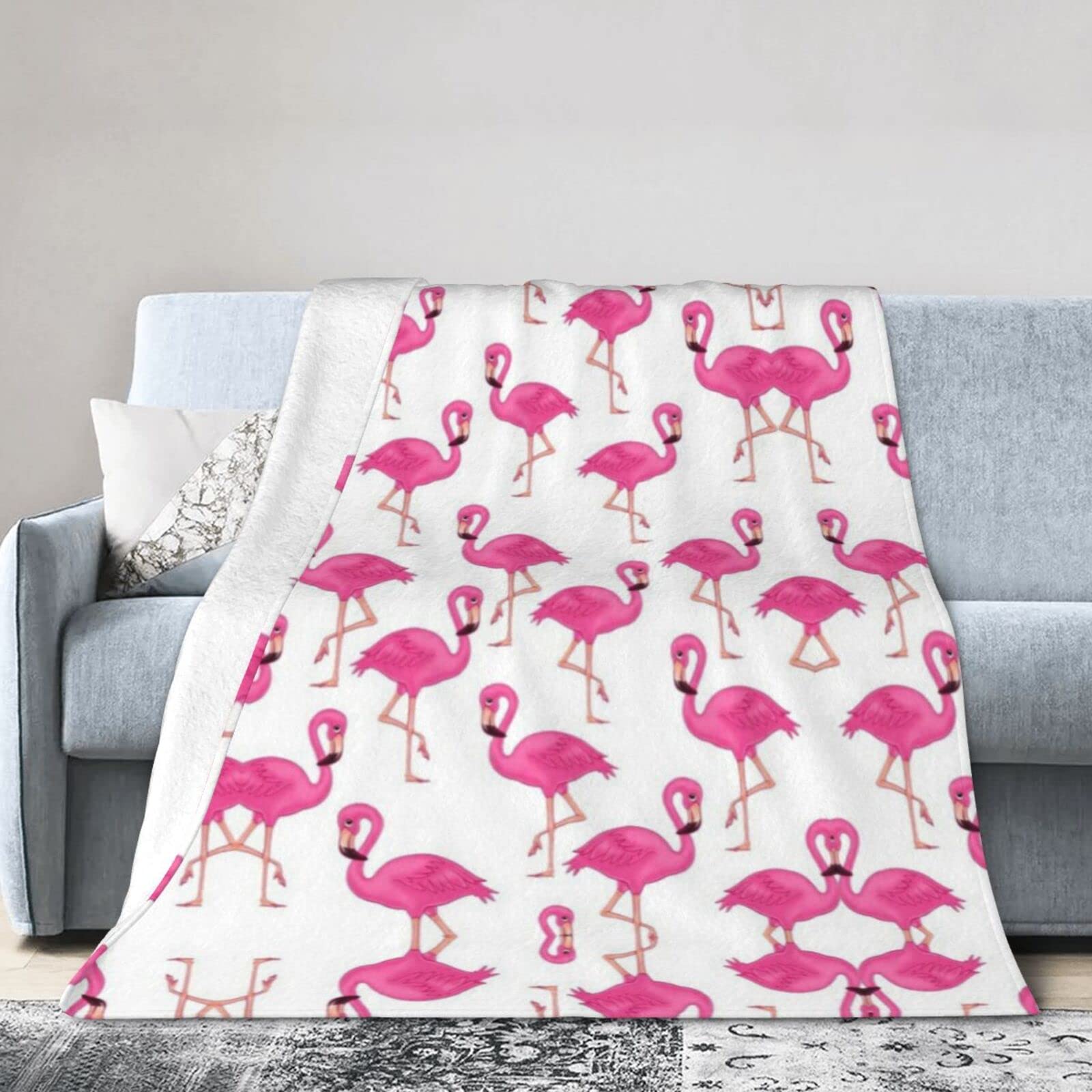Couverture flamant rose en flanelle grande taille pour lit et canapé toutes saisons
