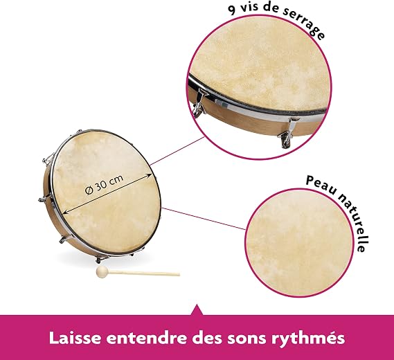 FUZEAU 578 Natural Skin Tambourine 30 cm