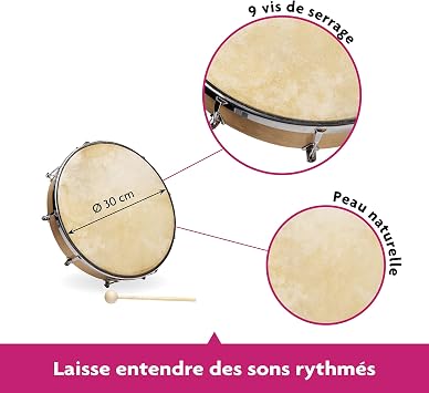 FUZEAU 578 Natural Skin Tambourine 30 cm