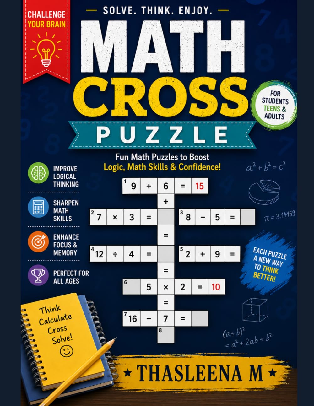 MATH CROSS PUZZLE: FUN MATH PUZZLE BOOST LOGIC, MATH SKILLS AND CONFIDENCE