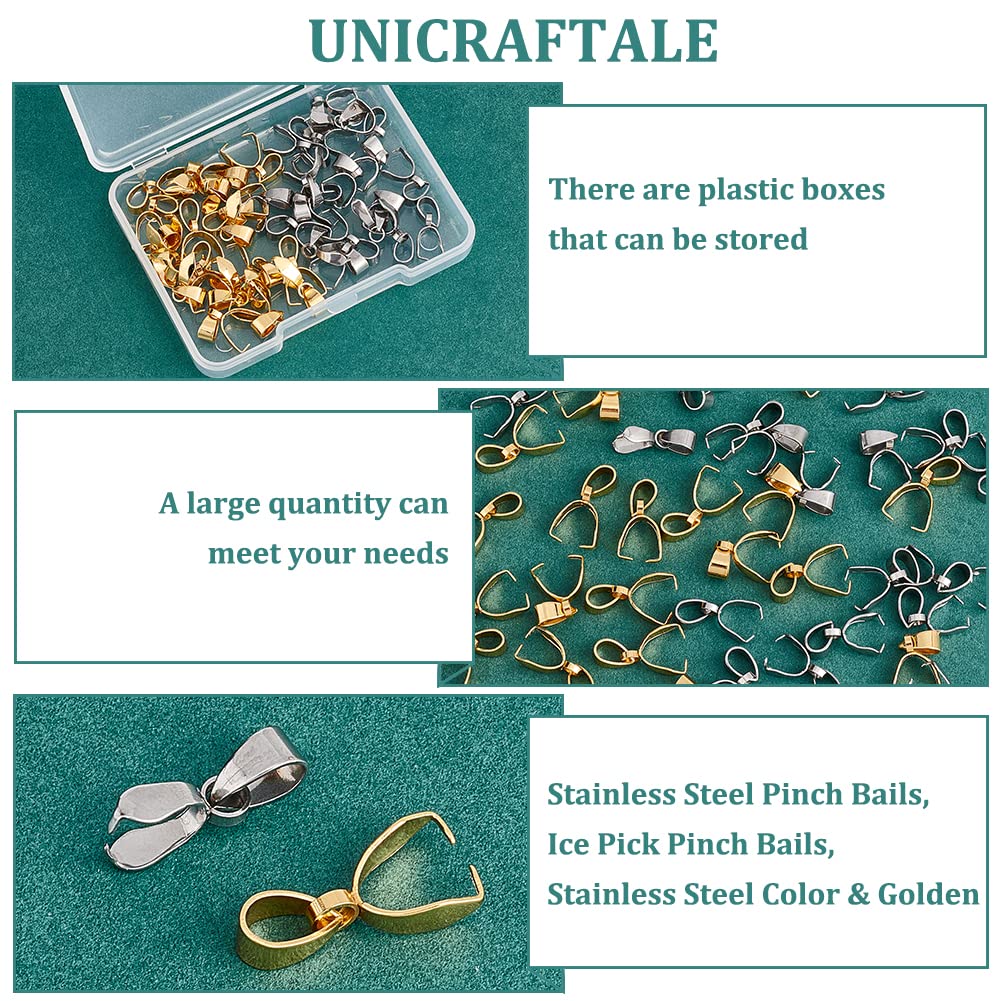 UNICRAFTALE About 40pcs 2 Colors Pendant Bail Ice Pick Pinch...