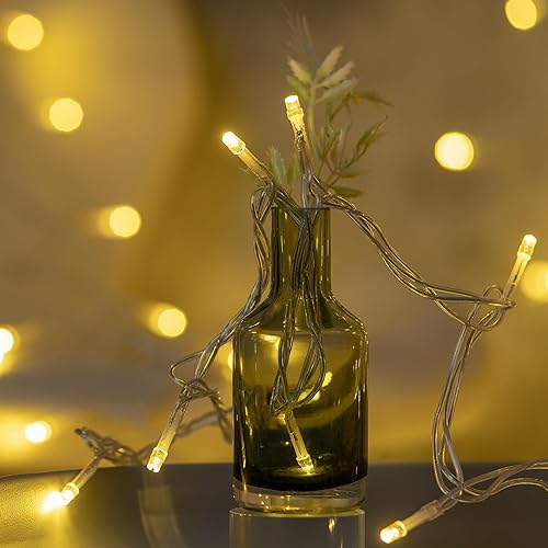 Miniatura 10 de SWEET SHINE 300 luces de Navidad blancas cálidas, 100 pies de gran angular de 0.197 in de luces LED con adaptador de 8 modelos (cable caqui)