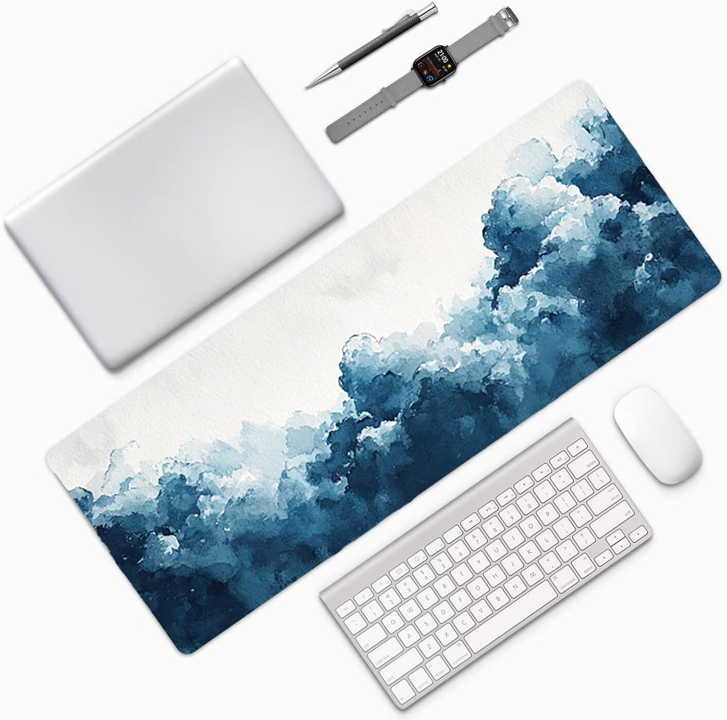 Lpfieonn Einfach Großes Schreibtischunterlage, XXL Schreibtischunterlagen, Blau XXL Wasserdicht Gaming Mousepad mit Vernähter Rand und Rutschfeste Gummibasis, für Laptop/Hause/Büro 120x60cm PF-2979