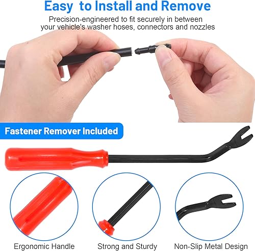 Miniatura 3 de Kit de boquillas para limpiaparabrisas 52 en 1, repuesto para Chrysler, Dodge, Jeep, Ram - 4 boquillas rociadoras, manguera de fluido de 157