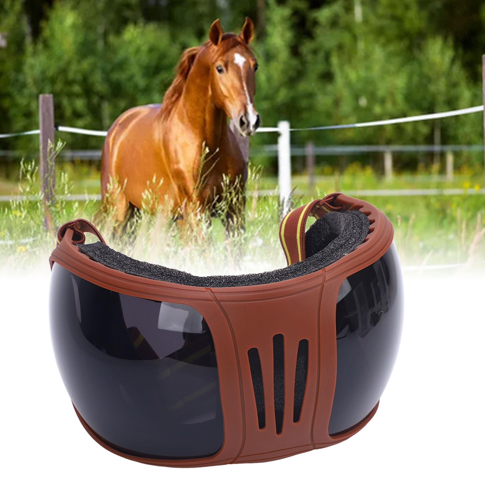 Lunettes d'équitation UV400 Sangles Réglables Rembourrage Mou Sportives Soleil (Gray)