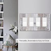 Vista 53 de Placa de pared dúplex de receptáculo de dispositivo de 1 gang de madera envejecida blanca gris con veta de tablón, cubierta de enchufe eléctrico