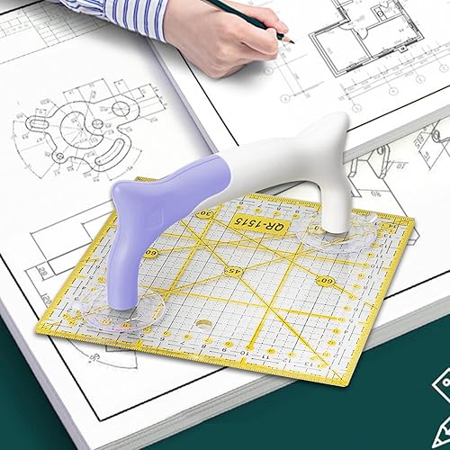 Miniatura 3 de Mango de regla de ventosas, agarre de regla de retazos, fuerte absorción, antideslizante, agarre para regla de retazos, color blanco y morado