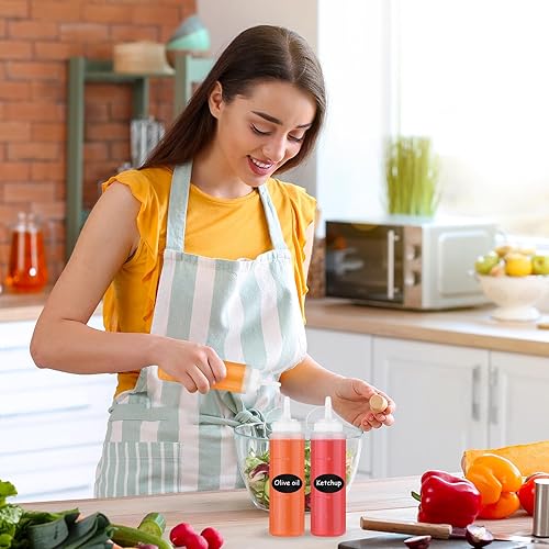 Miniatura 5 de Paquete de 36 botellas exprimibles de condimentos de 8 onzas a granel, a prueba de fugas, salsas multiusos para salsa de tomate y pintura, botellas