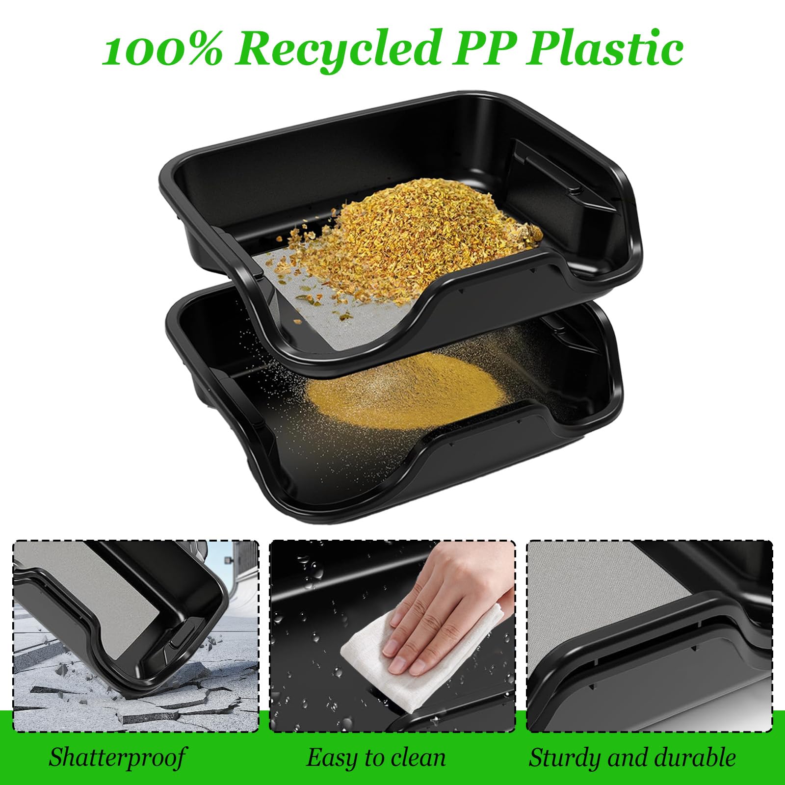 Premium Trim Bin Set mit 150 Mikron Pollensieb,Ergonomische Trimmschale & Trim Tray inkl,2 Scheren,Lupe & Bürste,Trimming Tray für Pollen and Herbs,Trimm Schale,Trimmschale mit Trimmscheren und Netz