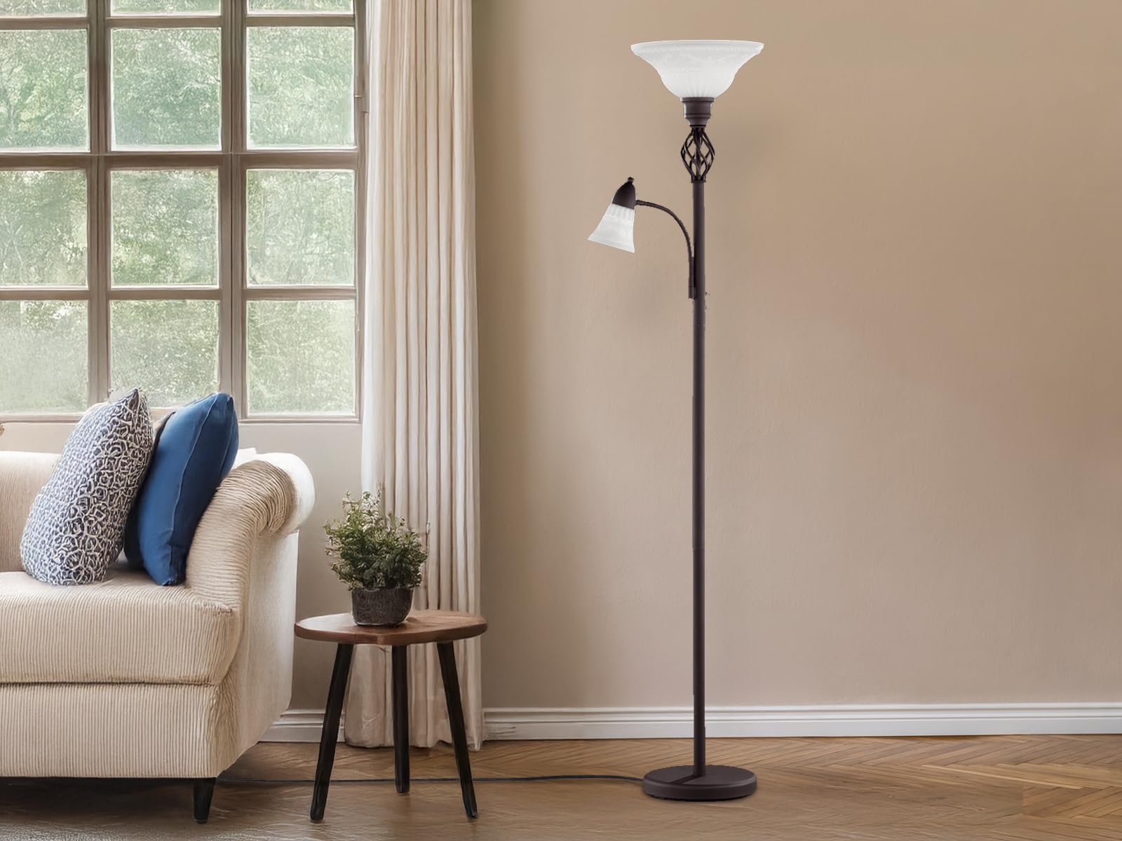 Trio Leuchten 4602021-24 Lampa podłogowa Metal/szkło matowe 40 W E27 Rdza