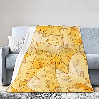 Fresh Cheese Slices Reversible Flannel Throw Blanket - Ultra Soft Lightweight Blanket for Bed, Couch, Travel 50"X40"