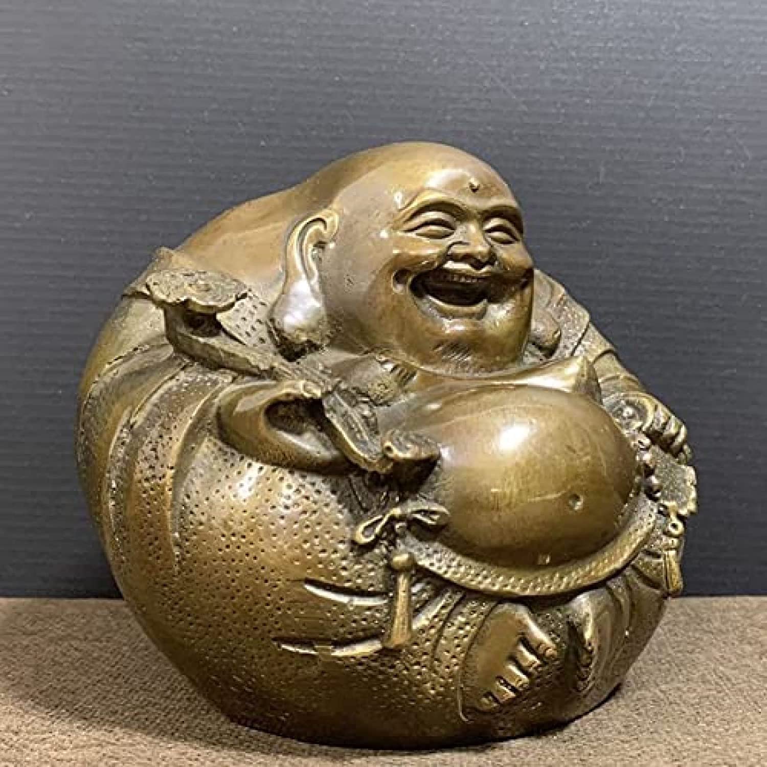 Figurka Ogrodowa,Do domu Kuchnia i jadalnia Zewnętrzne patio, trawnik i rzeźby ogrodowe Statua Figurka Ozdoby Dekoracja Buddy, Budda Maitreya Dekoracyjny Mosiądz Antyczne rękodzieło Kolekcja