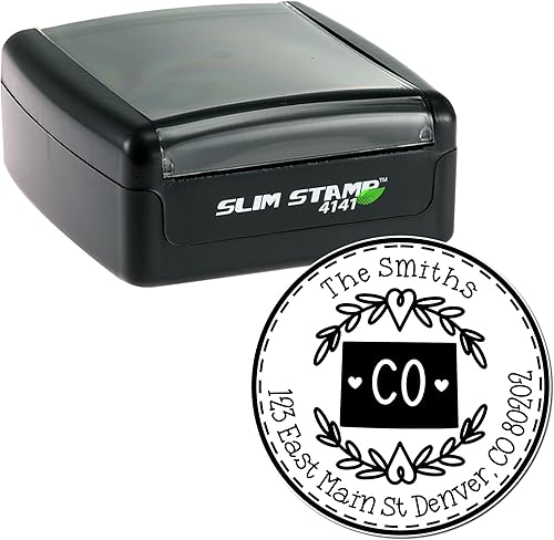 Miniatura 369 de Round State Love - Sello de dirección de devolución para Texas, uso con almohadilla de sello, mango de madera, sello de dirección de Texas