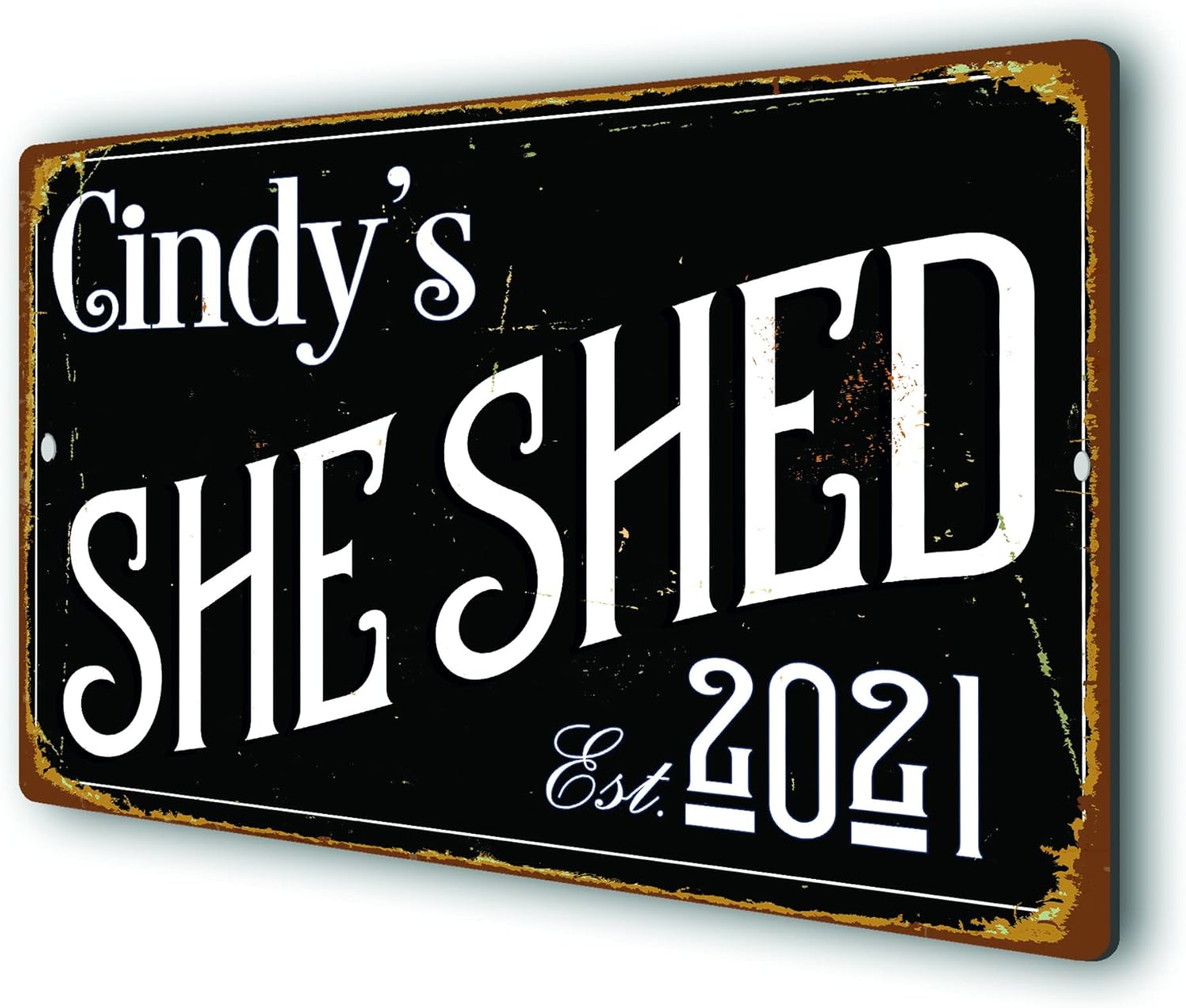 Classic Metal Signs Custom She Shed Sign, Personalized She Shed Sign (Purple, 16 x 12 inches)