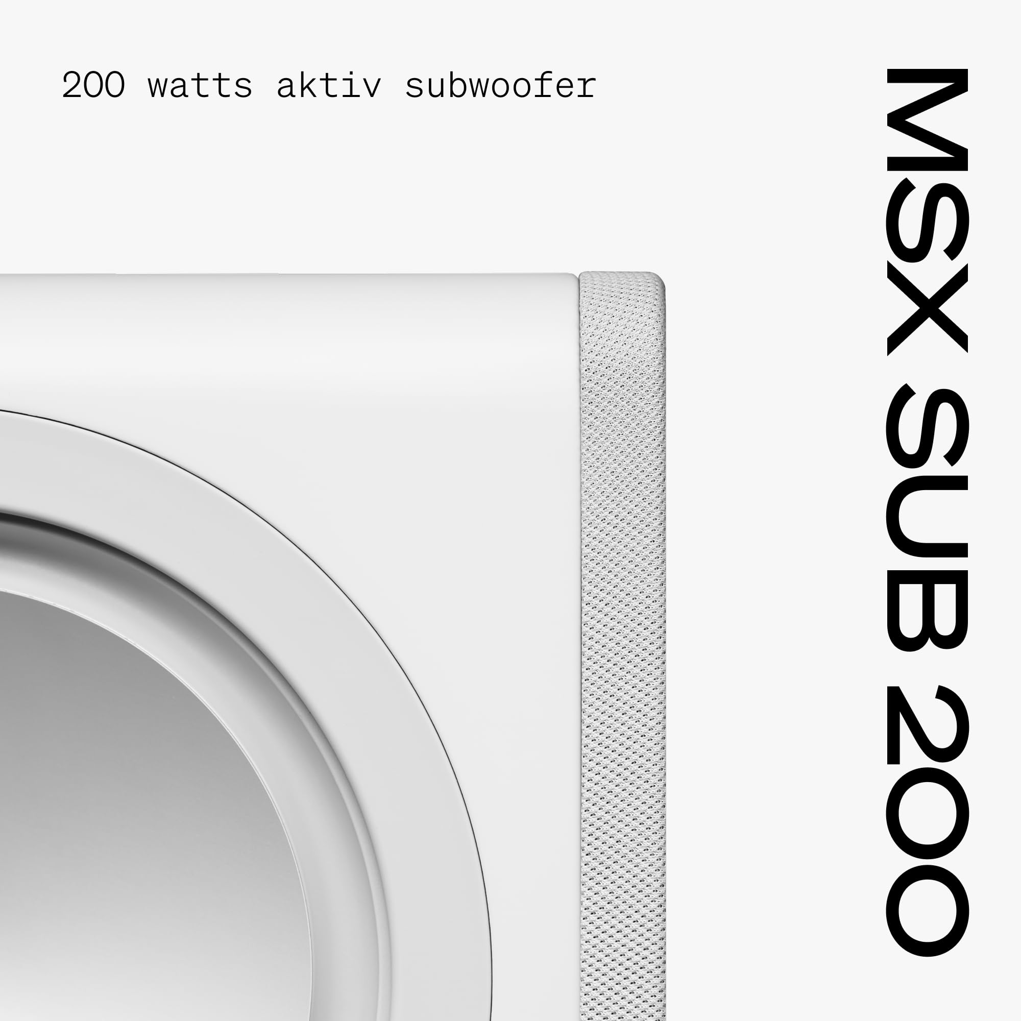 Cambridge Audio MSX SUB 200 Caisson de Basses Actif 200W Compact Enceinte HiFi Grave Double Haut-Parleur Réglage Fréquence Phase Home Cinéma Stéréo Blanc