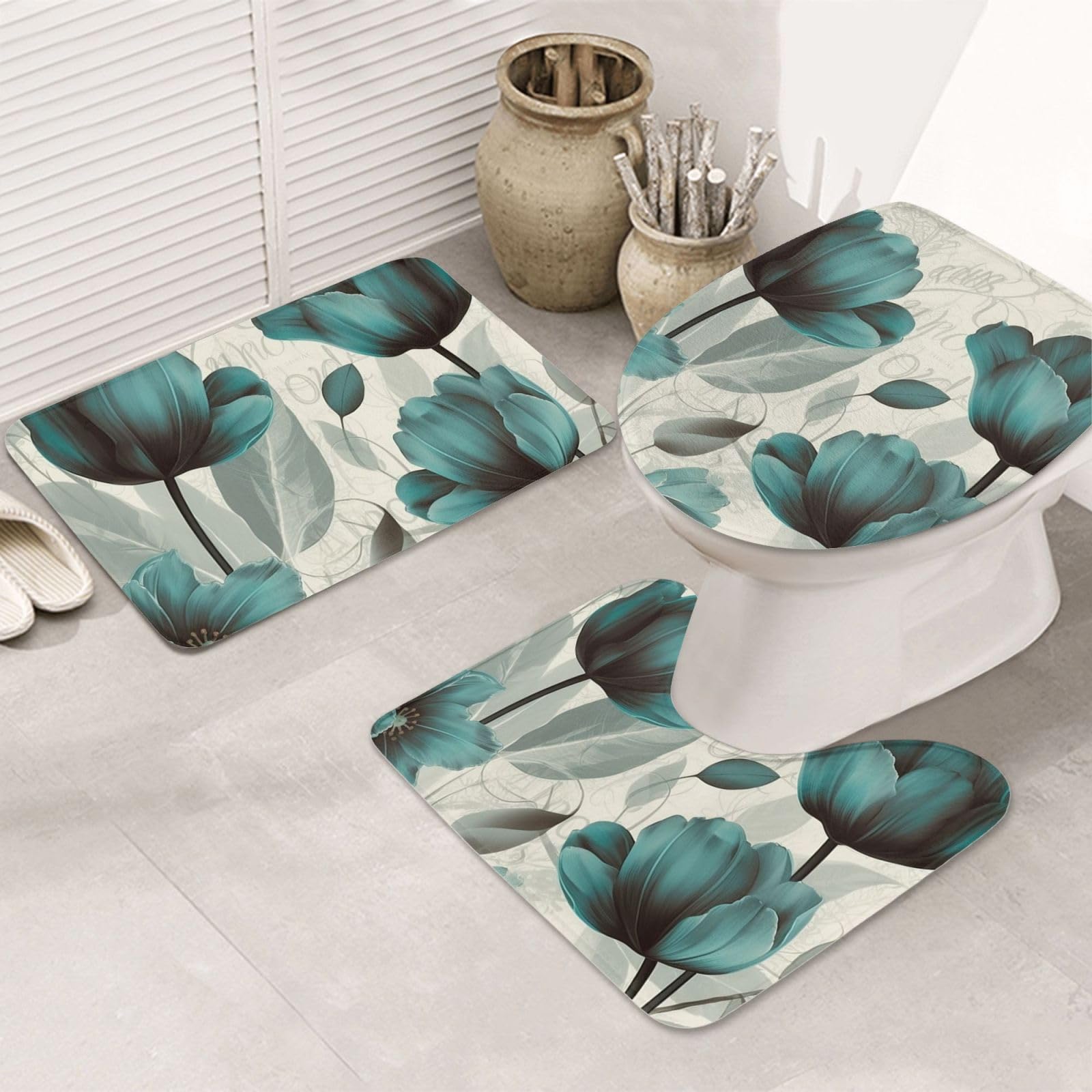 Tapis de salle de bain absorbants contre le sol glissant en U 3pcs