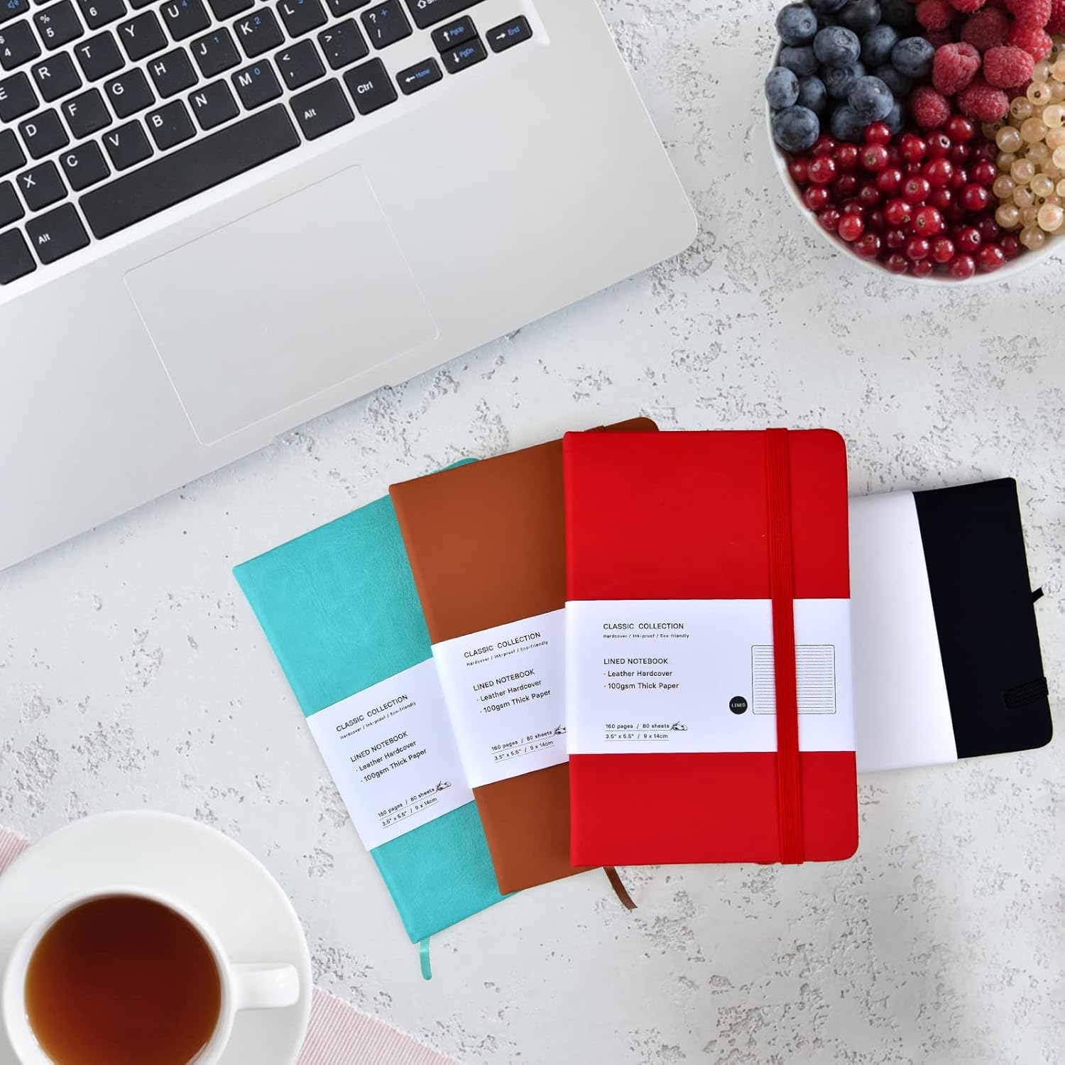 24 Pack Pocket Notebooks Small Journal Notebooks Mini College Ruled Notepad Leather Hardcover Lined Journals for Office Home School Business, 3.5" x 5.5", 100GSM Thick Paper, 160 Pages (6 Colors)