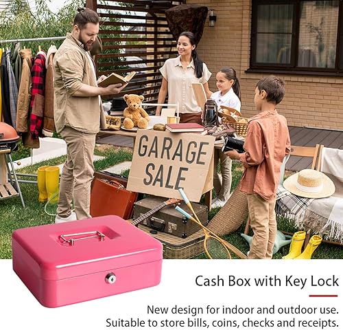 Miniatura 6 de Caja de dinero con bandeja de dinero, caja de seguridad para ahorrar dinero en efectivo, organizador de dinero, caja de dinero grande con cerradura