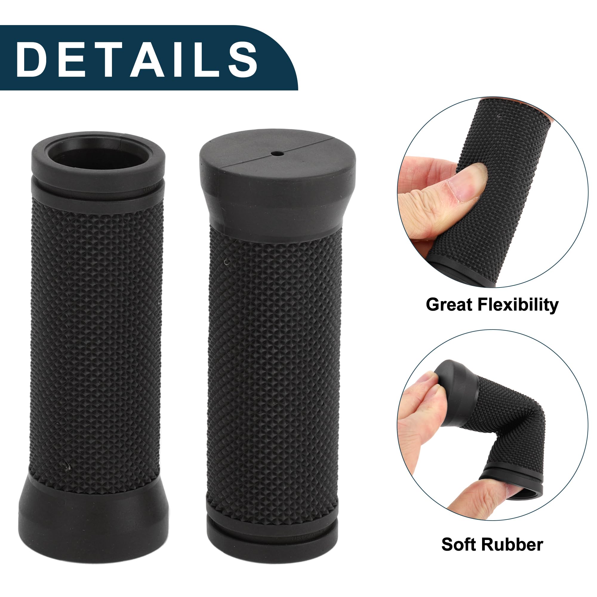 TUCKBOLD Bike Handlebar Grips Covers 90mm Long Lightweight | Bicycle End Grip Protector Black 1 Pair - Image 3