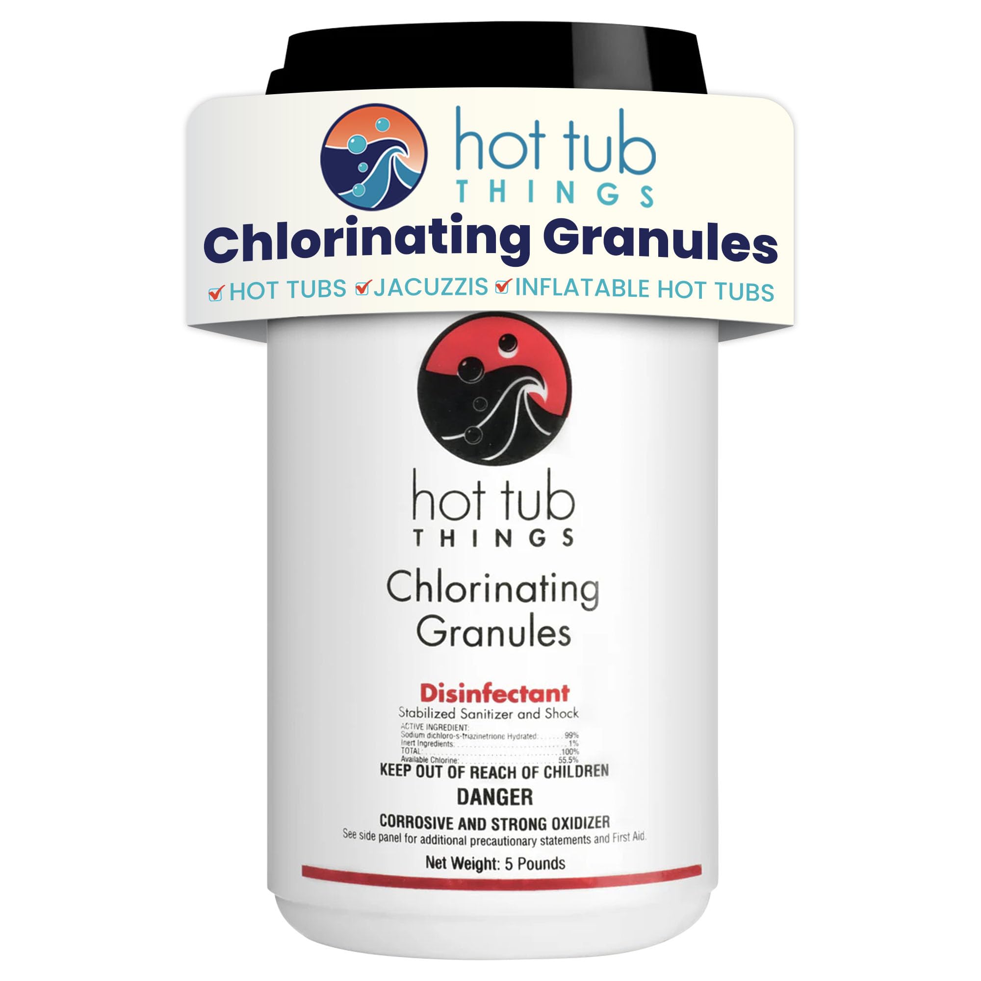 Chlorine Granules for Hot Tub & Spa, Quick-Dissolving Chlorinating Concentrate Disinfectant & Oxidizer, Pool Sanitizer & Shock Treatment for Clean Water, Sodium Dichlor Powder, 5 lbs