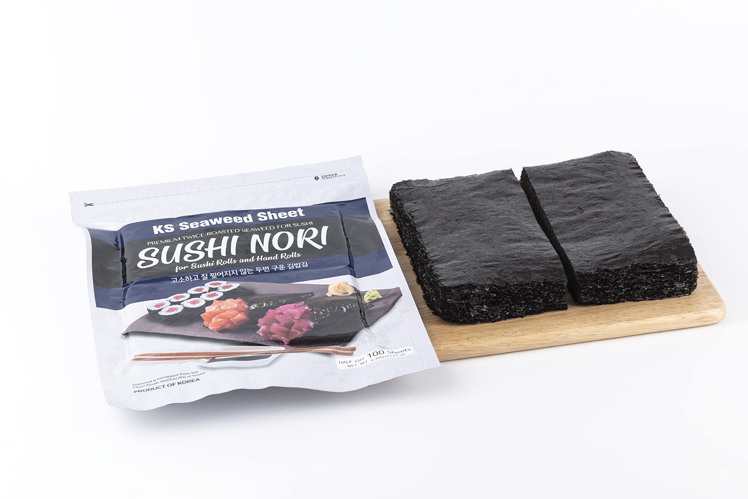 Twice Roasted Seaweed Sheets 3.9 in x 7.3 in (Half Sheets (100 Sheets))