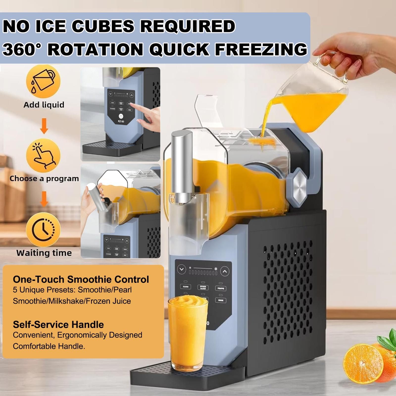 MáQuina Para Granizados 240w 1,8l Con 5 Programas Preestablecidos,Sin Necesidad Hielo,Control TáCtil,CongelacióN RáPida,Autolimpieza,Para Fiestas Casa Y En Piscina FrappéS Y Batidos.,Blue
