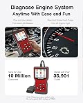 MOTOPOWER MP69033 Pro OBD2 Scanner Code Reader Check Engine Fault Light Diagnostic Scan Tool with Battery Tester, Red Edition