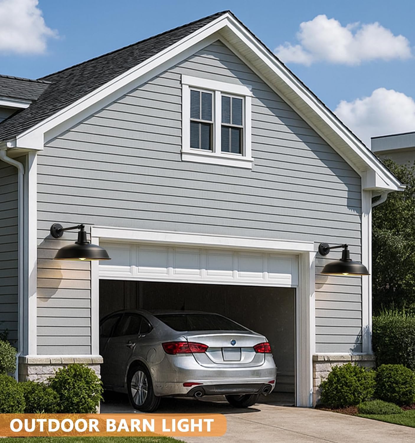 18" Outdoor Barn Light, Heavy-Duty Straight Arm Barn Light, Black Farmhouse Industrial Style Metal Outdoor Lighting, Waterproof and Rustproof, Ideal for garages and porches.