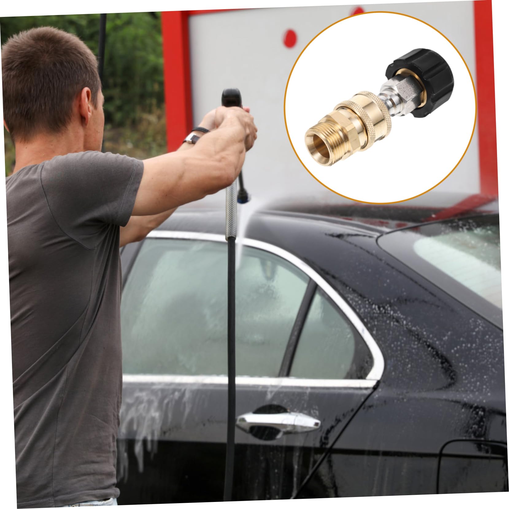 POPETPOP 5 Set Adattatore Adattatori Connettore Maschio Collegare Adattamento Si Raccordo Rapido per Idropulitrice Attacco Rapido Idropulitrice d'oro Ottone