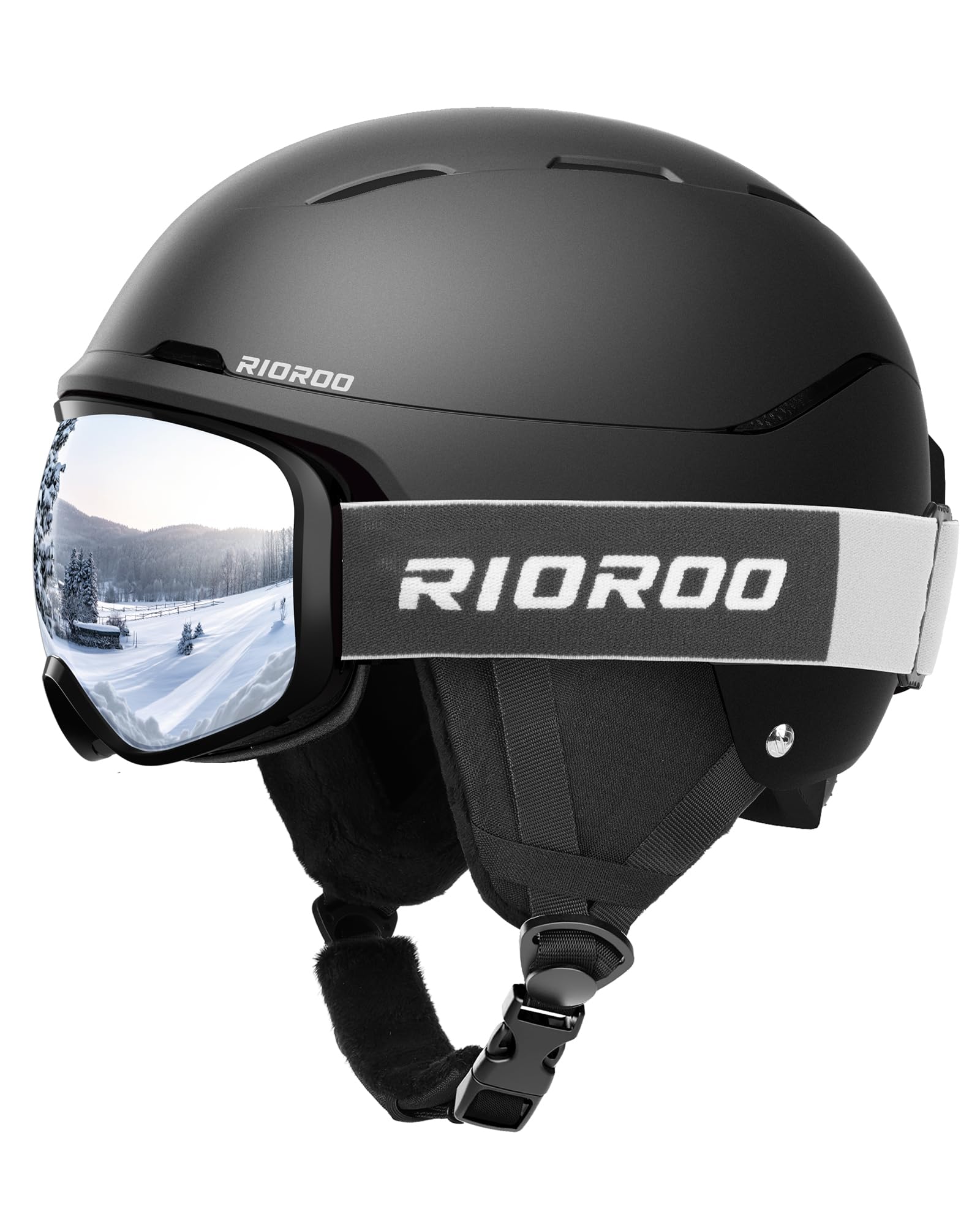 Casco de esquí, Gafas, Compatible con Gafas, Snowboard, Sombrero, EPS de Alta Densidad, Ajuste de tamaño del dial, Almohadillas Incluidas, Doble Lente, antiniebla, Resistente al Viento