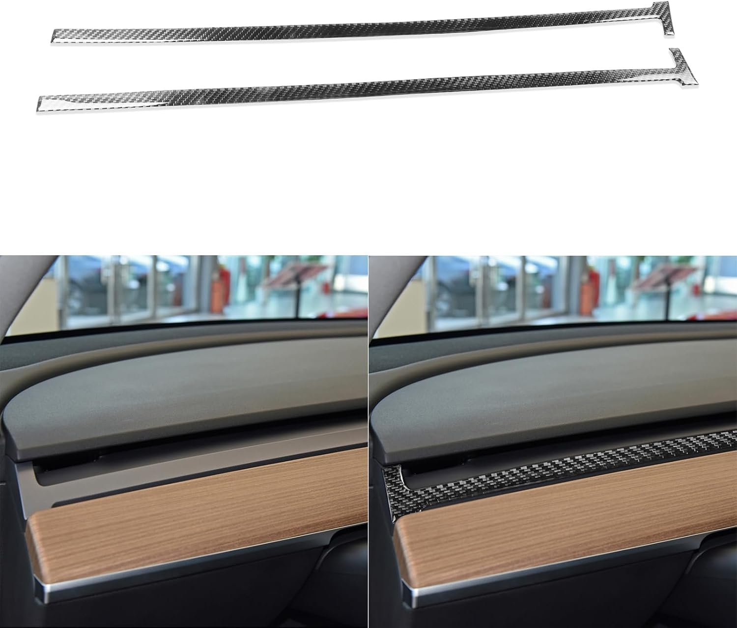 Generic Sporty Style Real Carbon Fiber Decals Compatible with Tesla Model Y 2020-2024 Model 3 2017-2022 Car Dashboard air Conditioning Vent Decoration Trim Auto Interior Accessories Sticker Black