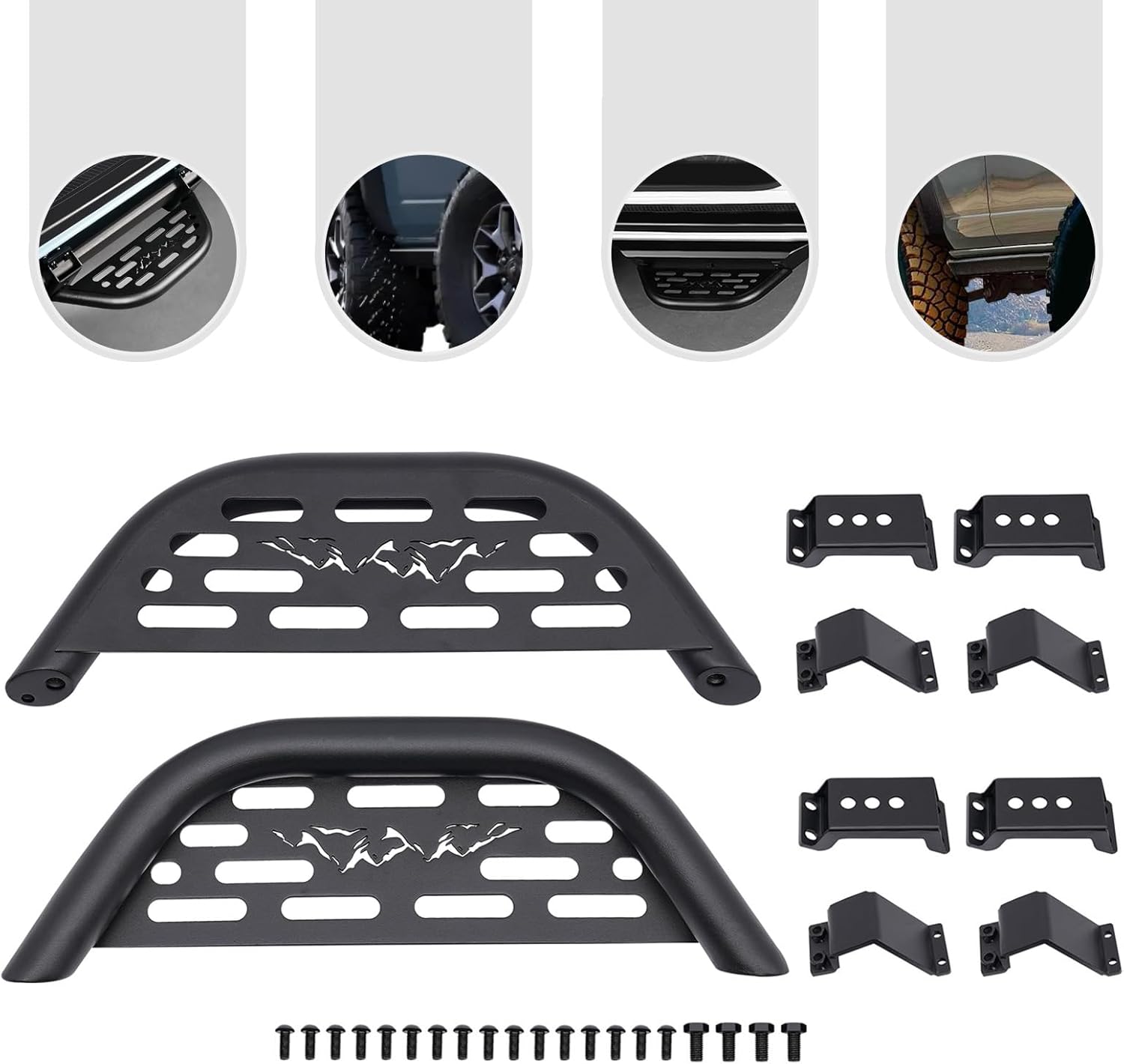 Running Boards Side Steps forFord Bronco2021 2022 2023 2Door 4Dr Black Side Drop Step Nerf Bars with Mounting Bracket (2PCS)
