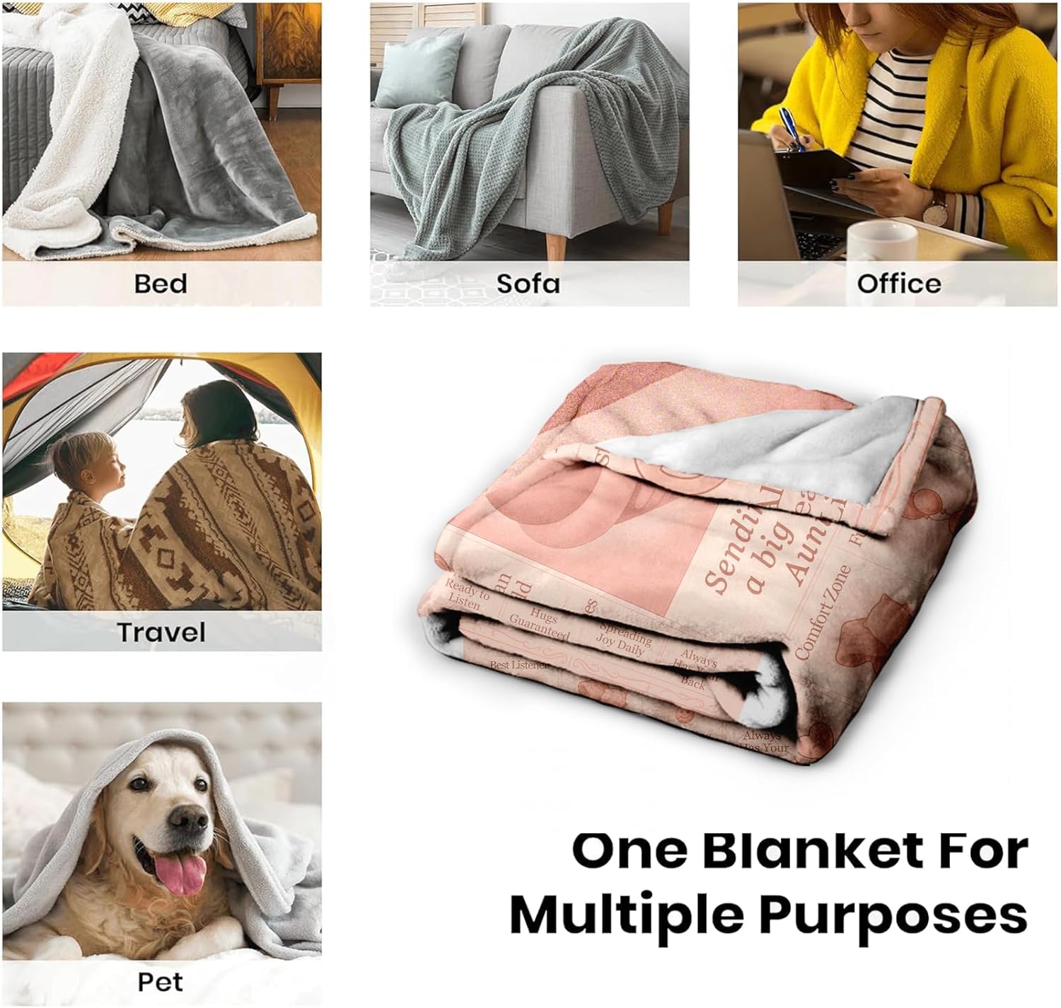 Aunt Gifts Blanket - Warm Hugs Thoughtful Auntie Gift - Amazing Aunt Birthday Gifts from Niece - Cozy Sentimental Appreciation Blanket (60"x50") - Image 6