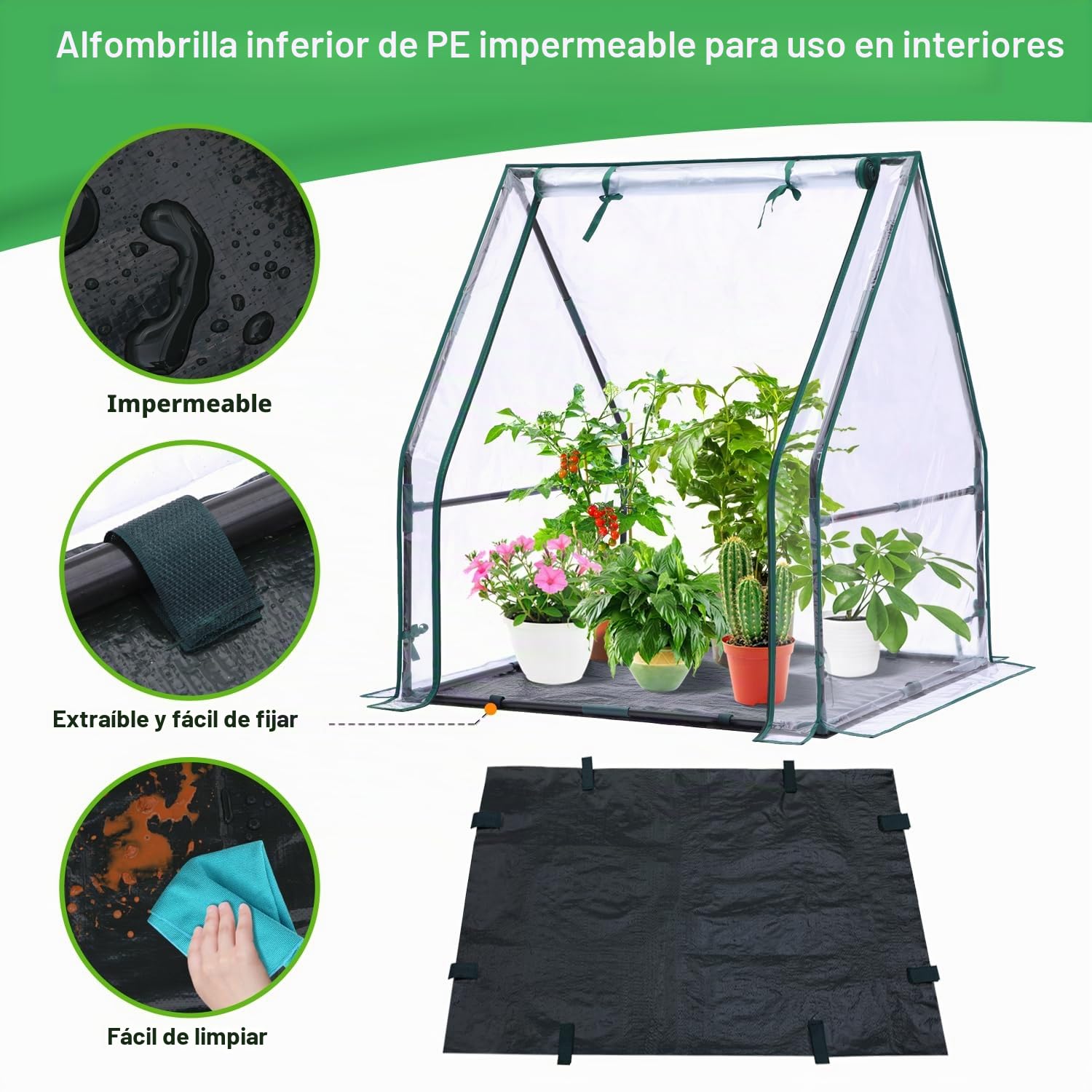 Ohuhu - Mini invernadero para interiores y exteriores: invernadero portátil con almohadilla impermeable para plantas pequeñas, germinación de vivero, 36 x 36 x 42 pulgadas, cubierta ligera para tienda
