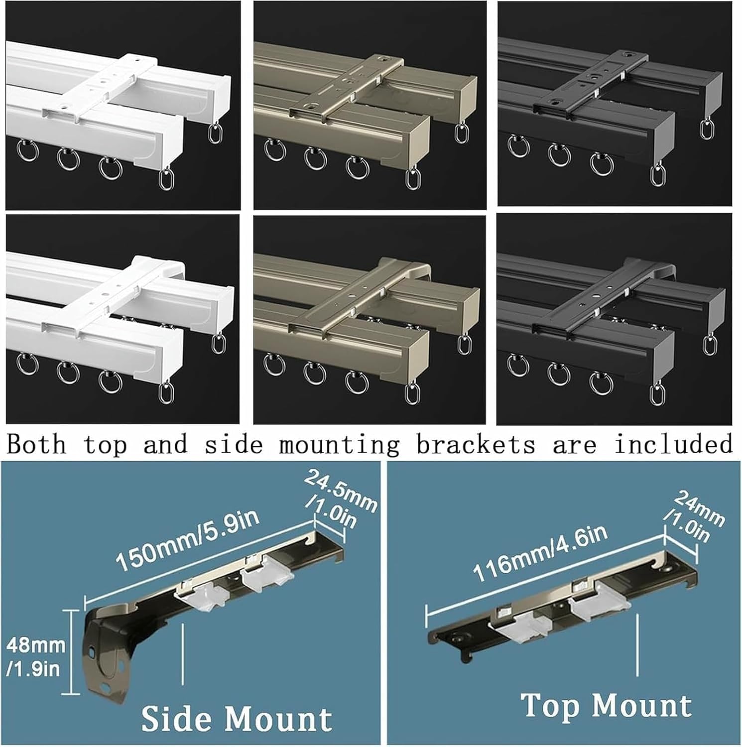 Double Rails for Curtains, 3.3ft - 19.7ft Ceiling Curtain Track - Drapes, Room Dividers - Ceiling Or Wall Mounting - Double Curtain Track Luxurious Heavy Curtain Rails Nano Silence Curtain Rod(Champag