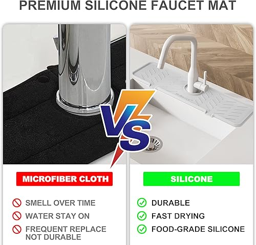 Miniatura 4 de Meiliweser Tapete de silicona para grifo de fregadero de cocina, protector contra salpicaduras Gen 2 con salida y pendiente mejoradas, atrapador de