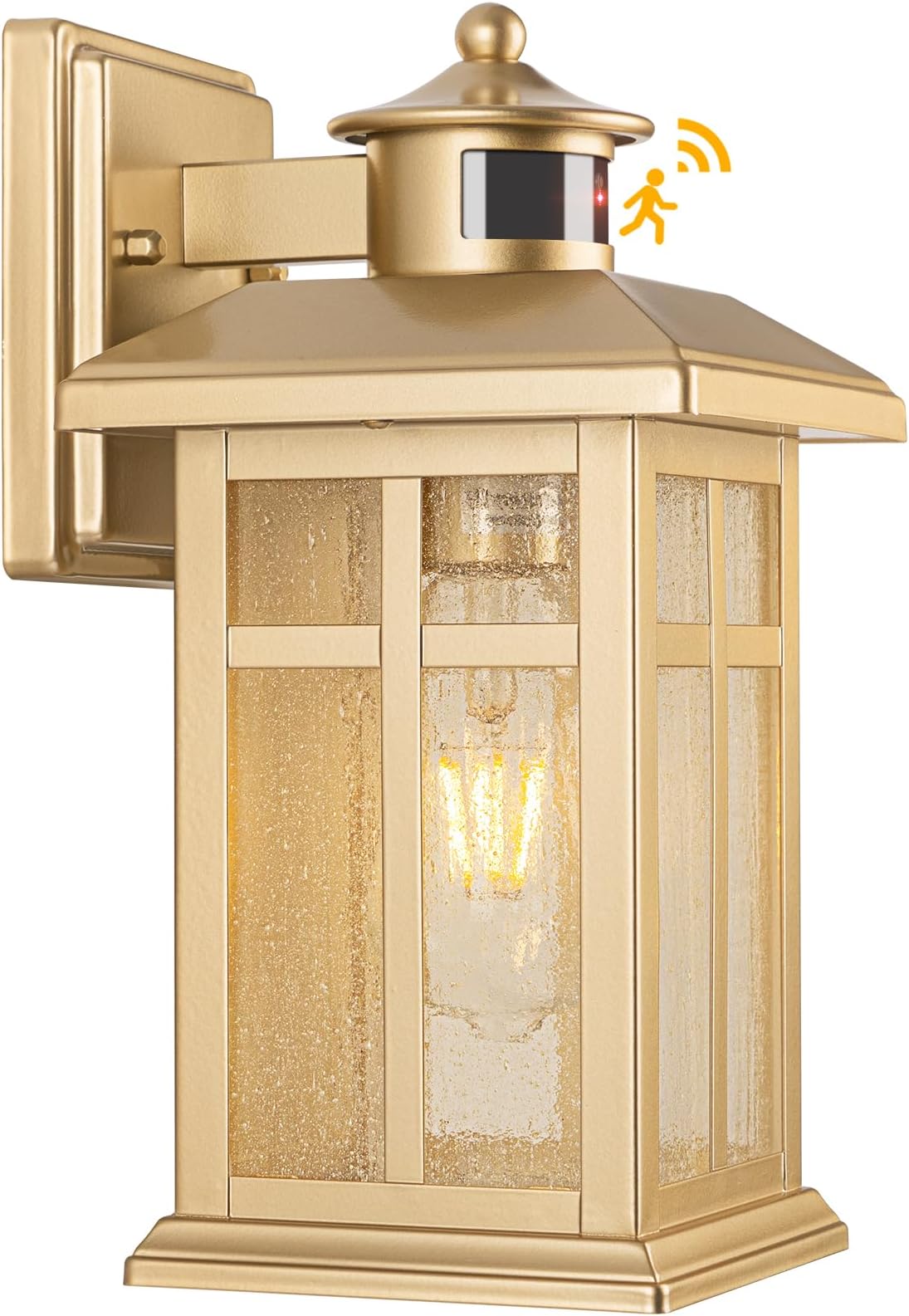 Brilvibera Outdoor Light Fixture Motion Sensor, Gold Waterproof Outside House Light, Modern Wall Lights, Outdoor Garage Light Dusk to Dawn Exterior Light Fixture for House, Garage, Garden