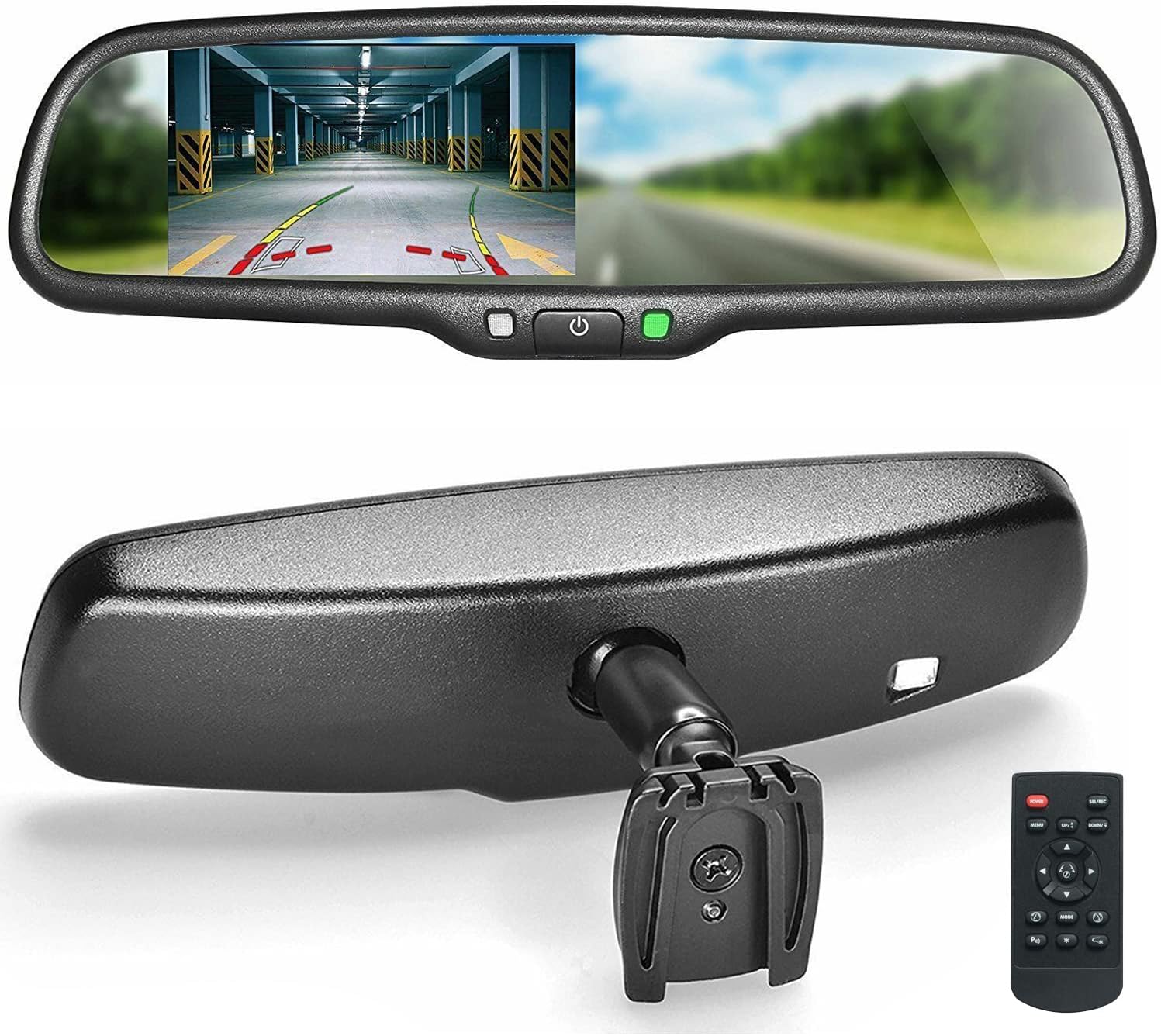 Master Tailgaters10.5" OEM Rear View Mirror with 4.3" LCD Screen + Dynamic Parking Lines | Rearview Universal Fit Mount | Auto Adjusting Brightness LCD | Anti Glare | Full Original Mirror Replacement