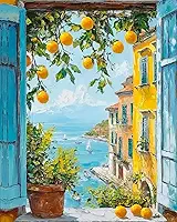 ZRIZQ Pintura por números para adultos iniciantes, paisagens à beira-mar, kits de pintura por números em tela, pintura por números para decoração de parede de casa 40 x 50 cm (sem moldura)