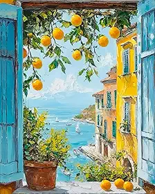 ZRIZQ Pintura por números para adultos iniciantes, paisagens à beira-mar, kits de pintura por números em tela, pintura por números para decoração de parede de casa 40 x 50 cm (sem moldura)
