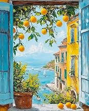 ZRIZQ Paint by Numbers for Adults Beginners,Seaside Landscape Adult Paint by Number Kits on Canvas,Paint by Numbers for Home Wall Art Decor 16x20 Inch(Without Frame)