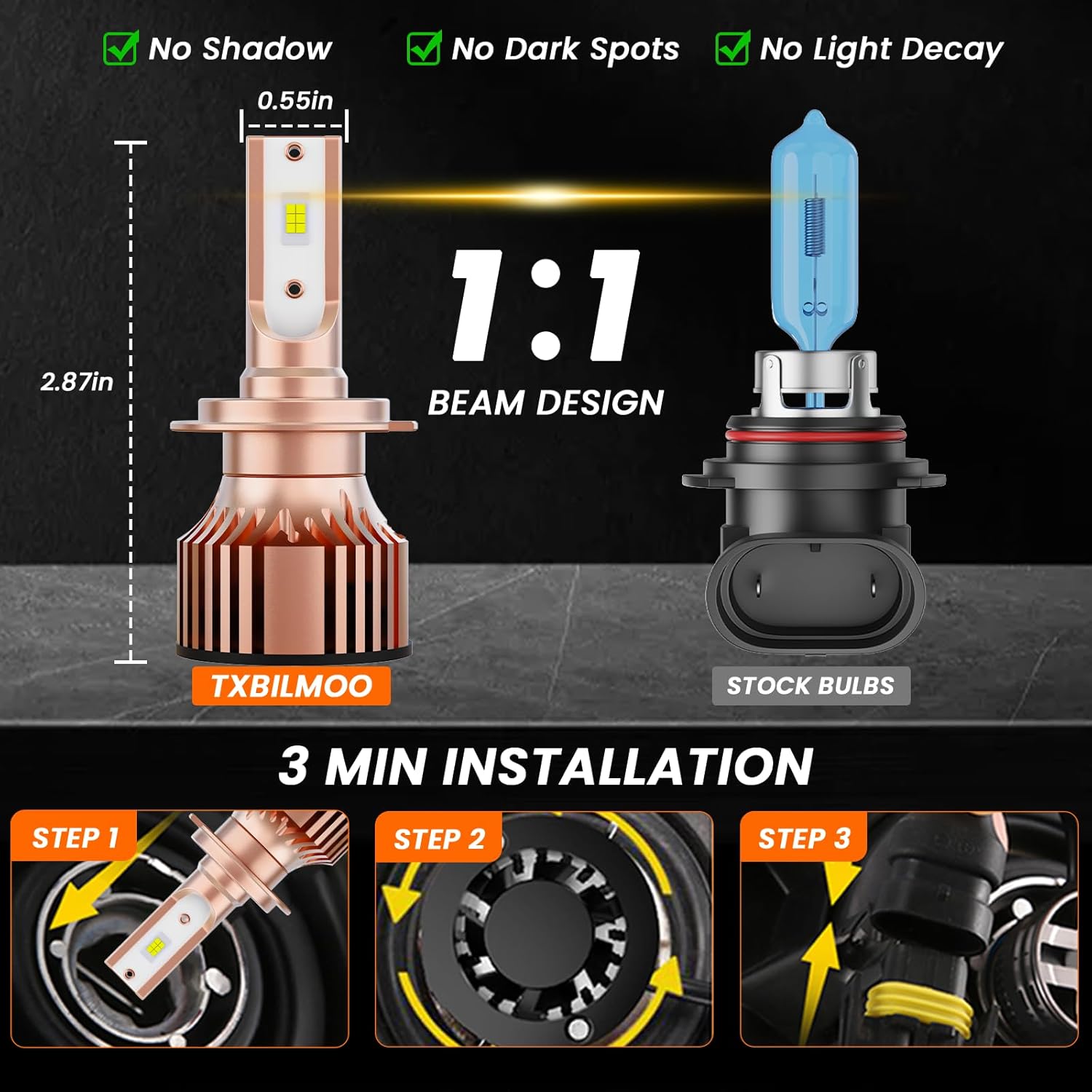 Fit For 2006-2018 Ford Fusion Vehicle Front Light Bulb,Enhanced Visibility,Direct Installation,Pack of 6