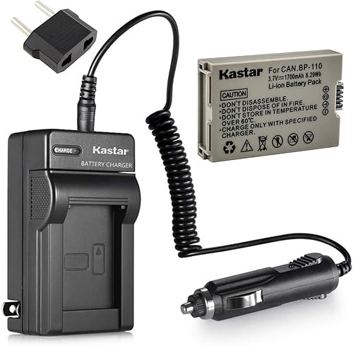 Miniatura 1 de Kastar Batería BP-110 completamente decodificada (paquete de 1) y kit de cargador para cámaras Canon BP-110 y Canon VIXIA HF R20, HF R21, HF R200,