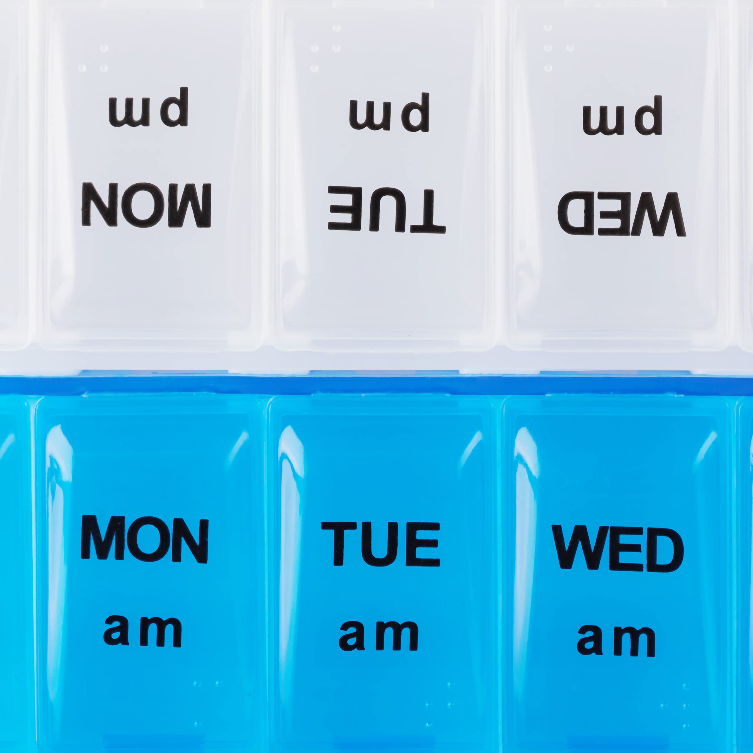 Relaxdays Pojemnik na Tabletki, Tworzywo Sztuczne, Biały/Niebieski, 9.5 x 18.5 x 3 cm